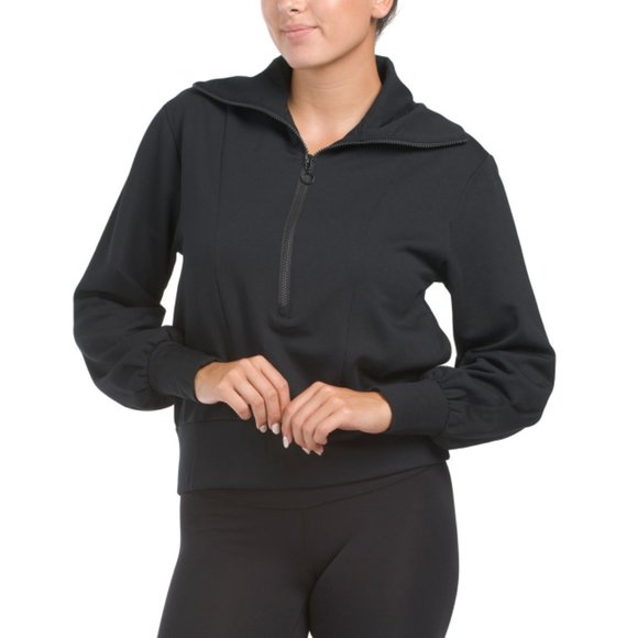 MONDETTA STUDIO Black Cold Gear Brushed Inside Half Zip Pullover